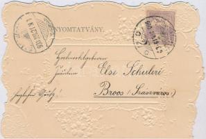 Szénásy és Reimann dombornyomású művészlap csipkemintás szélekkel / Emb. Hungarian art postcard, Emb...