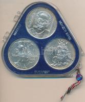 1976. 200Ft Ag 3klf db "Festők I. - Munkácsy, Szinyei, Derkovits" eredeti plombált MNB tokban T:BU