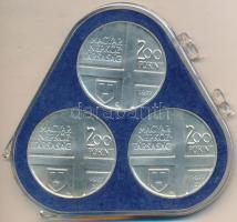 1977. 200Ft Ag 3xklf "Festők II. / Mányoki, Rippl-Rónai, Csontváry" sor, eredeti, sérült M...