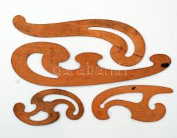 MNOSZ Duna, régi görbe vonalzó, fa, 4db