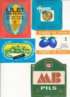 Kb. 100 db üvegcímke Magyarországról és Romániából(sör, olaj, ecet, stb.)