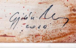 Olvashatatlan jelzéssel: Emlékek. Kollázs-vegyes technika, papír, üvegezett keretben, 28×33 cm