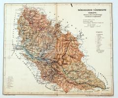 cca 1880-1900 Máramaros- vármegye térképe, Kogutowicz, 1:500.000, Magyar Földrajzi Intézet,kissé viseltes állapotban, 29x34cm / Map of Máramaros County