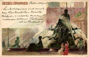 Berlin, Begasbrunnen, Veltens Künstlerpostkarte No. 153 litho s: Kley