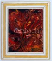 Olvashatatlan jelzéssel: Tűzvirág, olaj, farost, keretben, 34×27 cm
