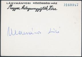 Mensáros László (1926-1993) Kossuth-díjas és kétszeres Jászai Mari-díjas magyar színművész, színházi rendező aláírása a Lágymányosi Közösségi Ház Magyar Autogramgyűjtők Körének lapján