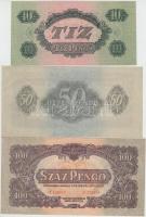 1944. 1P + 2P "50f Számolólap Illeték" bélyeggel + 5P + 10P + 20P + 50P + 100P mind "...