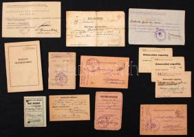 cca 1930-65 Különböző katonai témájú íratok; eltávozási engedély, levente igazolványok, engedélyek, meghívók, stb.