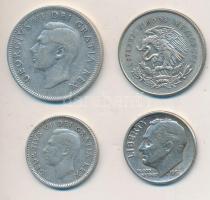 Vegyes: Amerikai Egyesült Államok 1951. 1D Ag "Roosevelt" + Kanada 1951. 10c Ag + 25c Ag +...