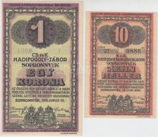 Sopronnyék / hadifogolytábor 1916. június 16. 10f + 1K római sorozat és arab sorszámmal T:I-,III