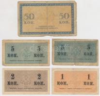 Orosz Birodalom 1912-1917. (1909) 5R + 10R Szign.: Shipov + 1915. 1k + 2k + 5k + 50k T:III,III-
Rus...