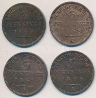 Német Államok / Poroszország 1865-1869A 3pf Cu (4xklf) T:2-,3 German States / Prussia 1865-1869A 3 Pfennig Cu (4xdiff) C:VF,F