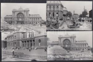 1967 Budapest, Baross tér, az aluljáró építése, 13 db fotó, 9x14 cm és 13x18 cm