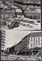 1968 Budapest, épül a Baross téri felüljáró a Rákóczi út felett, 13 db fotó, 13x18 cm