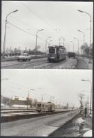 1981 Budapest, Árpád híd környékén, a 33-as villamosok forgalmi helyzete, Karai S. felvételei, 6 db ...