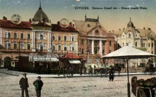 Újvidék, Ferencz József tér, Grand Hotel Mayer, Sörcsarnok, Takarékpénztár / square, hotel, beer hall, bank (EB)