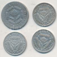 Dél-Afrika 1937. 6p Ag + 1955-1959. 3p Ag (3xklf) T:2-,3 South Africa 1937. 6 Pence Ag + 1955-1959. 3 Pence Ag (3xdiff) C:VF,F