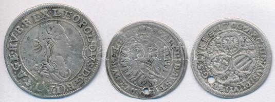 Vegyes: 1673K-B 6kr Ag "I. Lipót" (3g) + Ausztria 1676C-B 3Kr Ag "Lipót" (1.62g)...
