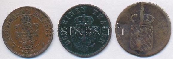 Német Államok / Bajorország 1810. 1pf Cu + Poroszország 1852A 1pf Cu + Sachsen 1865B 1pf Cu T:2-3
G...