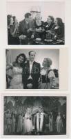 cca 1940 Kolozsvári Színház társulatának tagjai és előadásai, egy kép feliratozva, 8 db fotó, 9x12 c...