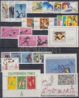 1979-1980 Olympics motive 4 blocks + 5 sets + 3 individual values, 1979-1980 Olimpia motívum 4 klf blokk + 5 klf sor + 5 klf önálló érték 3 db stecklapon