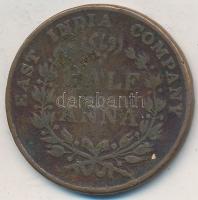 Brit-India 1835. 1/2A Cu T:3 British India 1835. 1/2 Anna Cu C:F