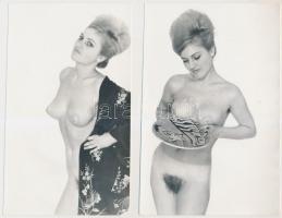 cca 1965 Tupírka vasárnapi látogatása, 4 db finoman erotikus fotó, 18x11 cm /
cca 1965 4 erotic pho...