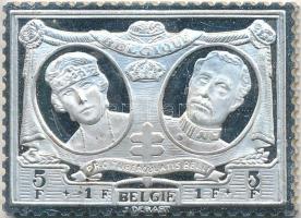 Belgium DN I. Albert és Erzsébet belga királyné Ag bélyeg érem (16,72g/0.925/38,5x28,5mm) T:PP Belgium ND Albert I and Elisabeth of Bavaria Ag stamp medallion (16,72g/0.925/38,5x28,5mm) C:PP