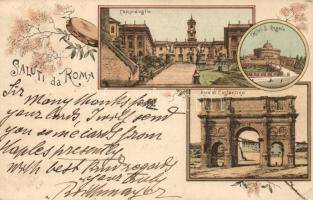 1897 Roma, Campidoglio, Castel S. Angelo, Arco di Costantino / castle, arch, floral (small tear)