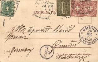 1897 Roma, Campidoglio, Castel S. Angelo, Arco di Costantino / castle, arch, floral (small tear)