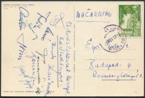 1952  Kosárlabda csapat aláírása (Judik, Hornyák, stb.) egy Egri Gyula MTS elnöknek címzett képeslapon