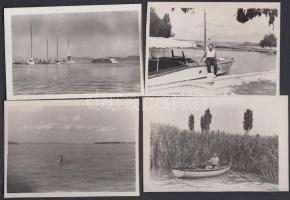 cca 1950 Balatoni emlékképek, hajókkal, vitorlásokkal és sok vízzel, 10 db fénykép, 6x9 cm