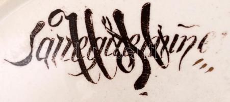 Sarreguemines 19. századi antik francia aufsatz és tálkák (4 db), matricás, jelzett, apró karcolások...