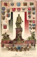 Berlin, Das Bismarck-Denkmal / monument, coat of arms Emb. litho