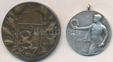 ~1910. 2db díjérem: "Magyar Athletikai Club 1875 / MAC" Br érem (37mm) + Jelzett Ag díjérem (9,23g/0.800/28,5mm) T:2,2-