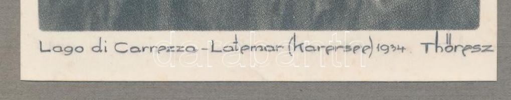 1934 Thöresz Dezső (1902-1963): Lago di Corezza-Latemar, vintage fotóművészeti alkotás művészfólián ...