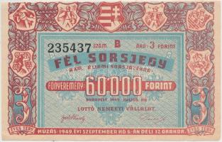 Budapest 1949. "Fél Sorsjegy a XIII. Állami Sorsjátékra" T:III