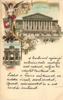 1897 Paris, Chambre des Deputes, Arc de Triomphe du Carrousel; floral litho