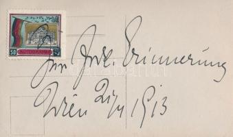 Leopold Kramer (1869–1942) osztrák színházi és filmszínész aláírása őt ábrázoló levelezőla...