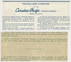 Kanada DN "Canadian Pacific Express Company" 10$ + 20$ "SPECIMEN" utazási csekk ...