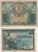 Spanyolország 1906. 25P + 1907. 50P T:III Spain 1906. 25 Pesetas + 1907. 50 Pesetas C:F
