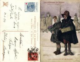 Les chansons de France. Les Orphelins de la Guerre / French war orphans, folding card with sheet music s: L. Jonas