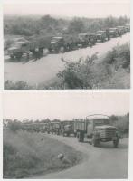 cca 1950 Vadi új teherautók bejárató körúton, a negatívtartón feliratozott felvételek, későbbi nagyítások, 2 db fotó, 10x15 cm