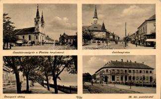 6 db RÉGI magyar városképes lap egy fotóval; Szerencs, Bátaszék, Visegrád, Vác, Békéscsaba / 6 old H...