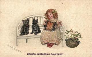 Karácsony / Christmas, Bauer & Tarnai, Budapest VI. Series Nr. 10/11 s: Mechle Grosmann