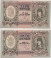 1943. 1000P (2x) sorszámkövetők, egyik gyári papírránccal T:I