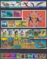 1972-1989 Olimpia motívum 1 blokk + 6 klf sor 2 db stecklapon, 1972-1989 Olympics motive 1 block + 6 sets