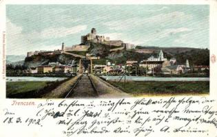 Trencsén, vár, vasúti sín / castle, railroad (EK)
