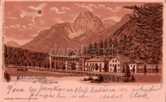 Carbonin, Schluderbach (Tirol) mit Croda Rossa, Verlag von Hans Ploner, litho