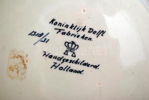 Holland tájképes porcelán fali tál, hibátlan, jelzett, d: 31 cm